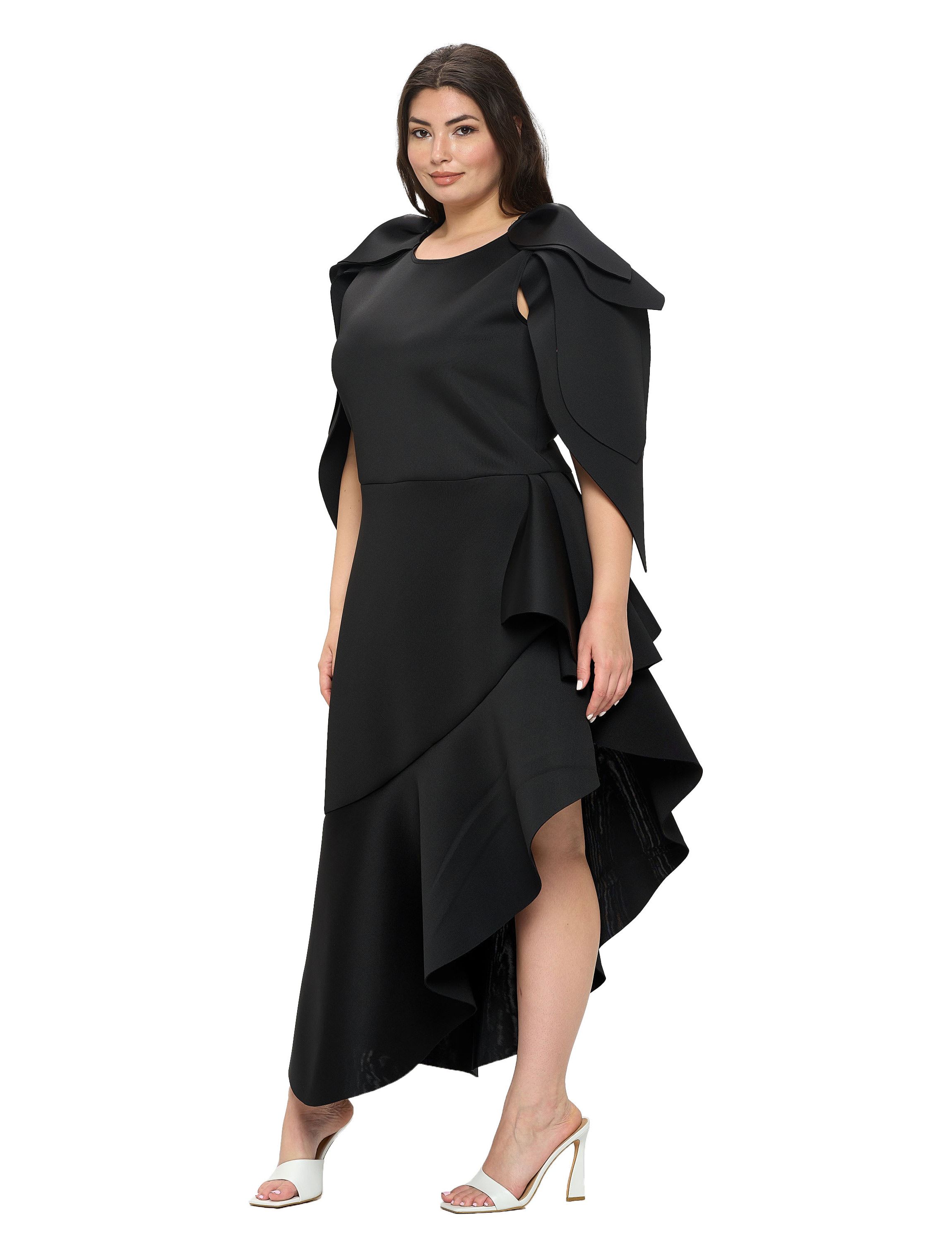Plus Size Kaskade Ruffled Neoprene Dress