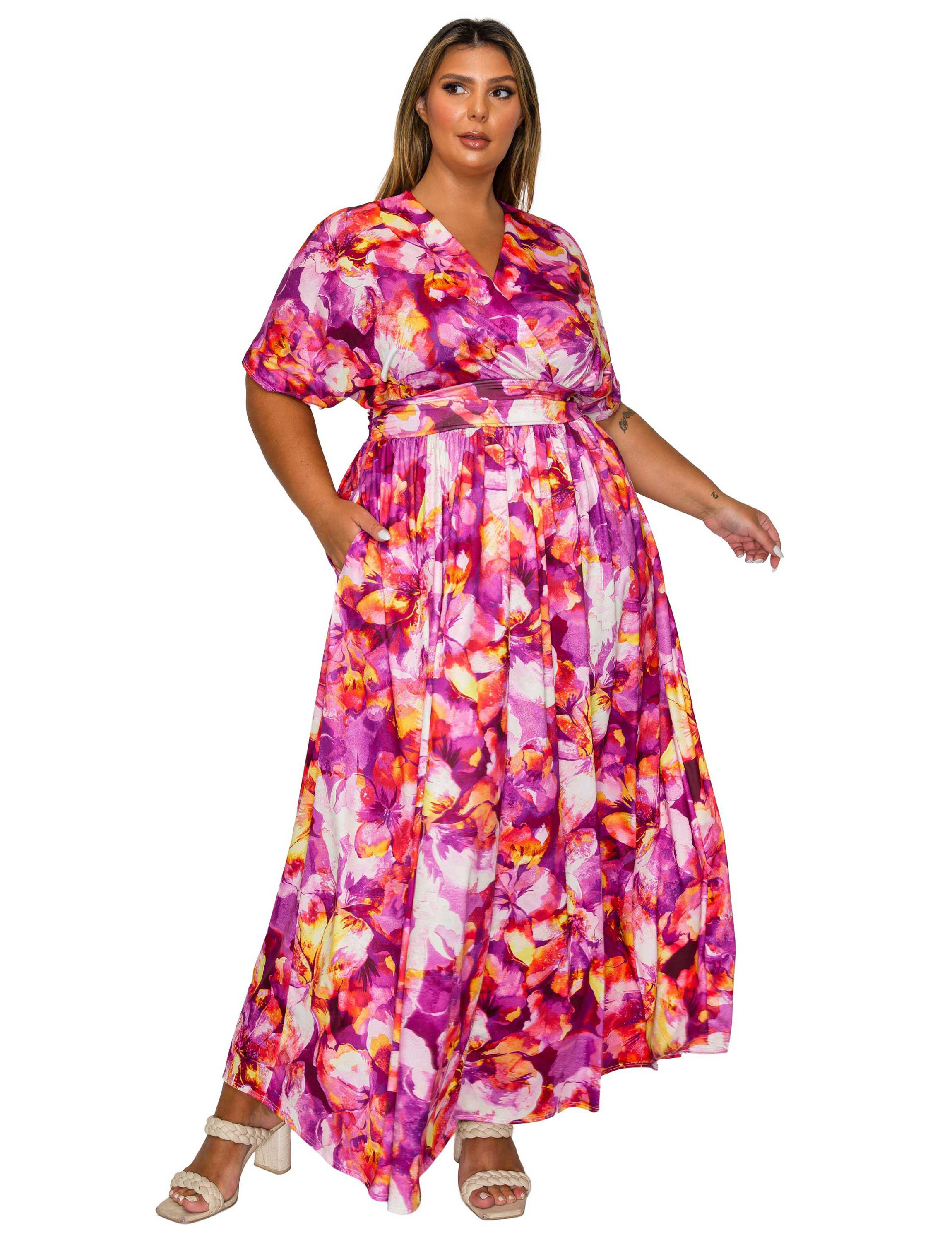 Plus Size Minoa Floral Empire Waist Dress
