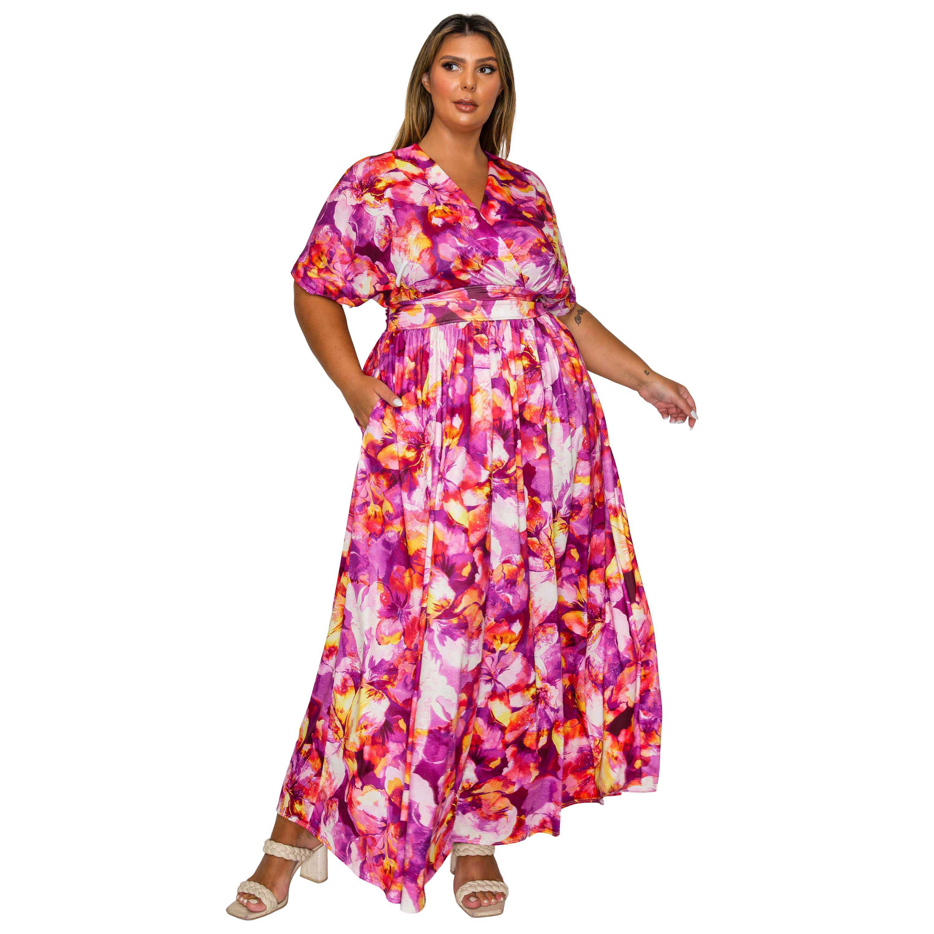 Plus Size Minoa Floral Empire Waist Dress