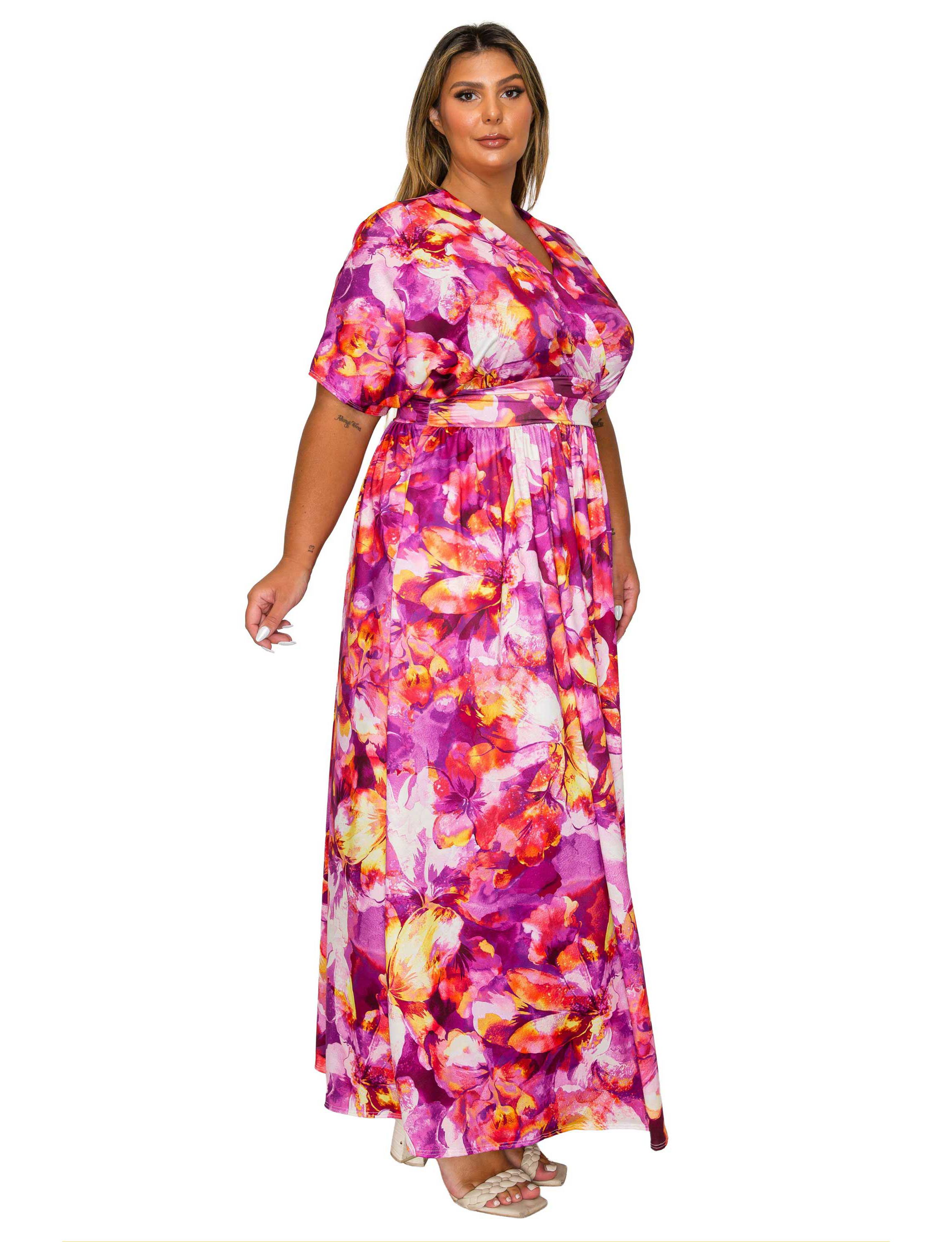 Plus Size Minoa Floral Empire Waist Dress