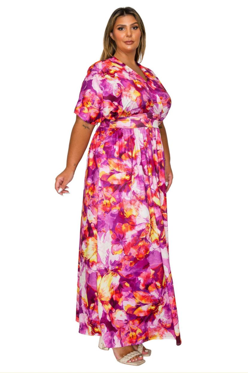 Plus Size Minoa Floral Empire Waist Dress