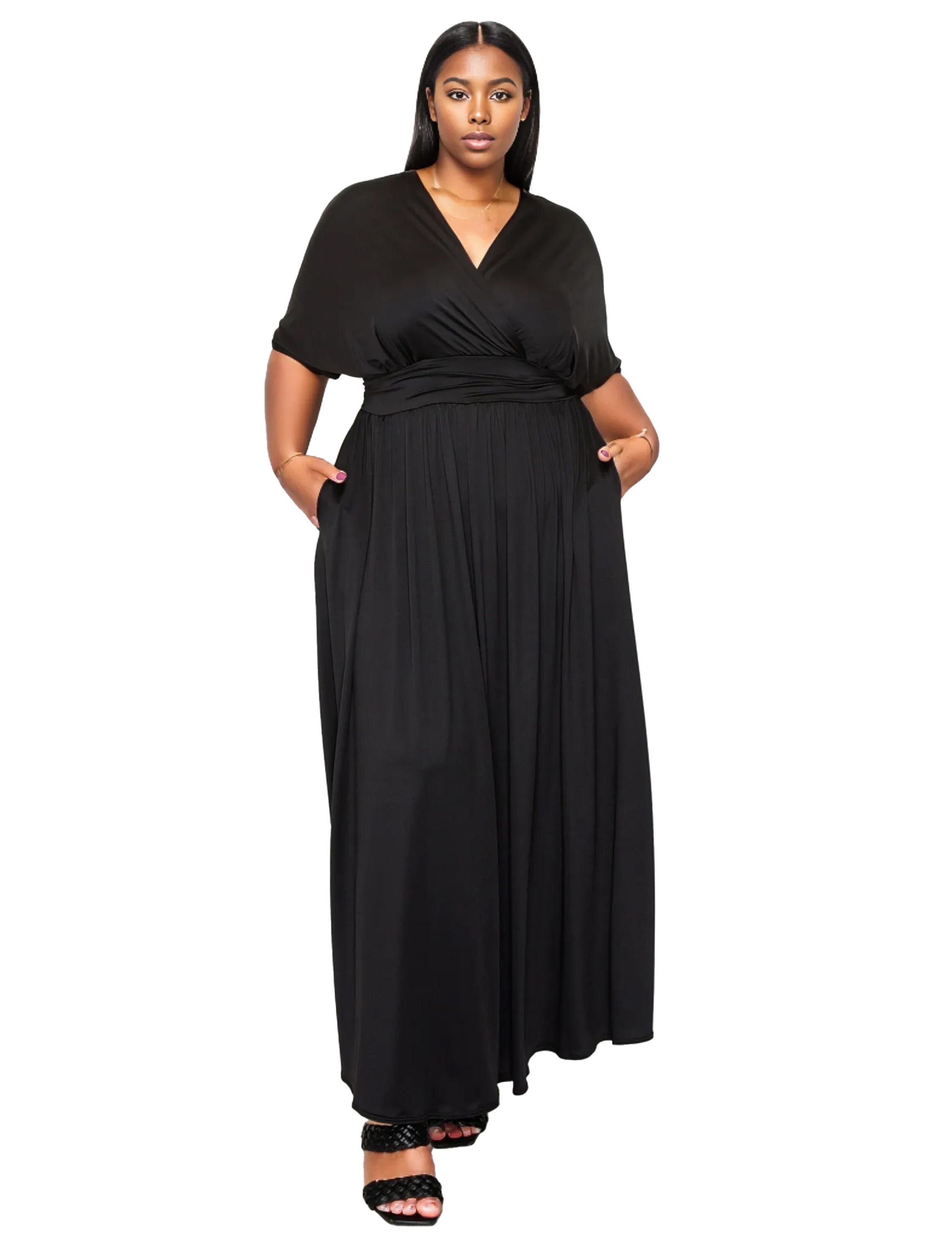 Plus Size Raffi Pocket Empire Waist Maxi Dress