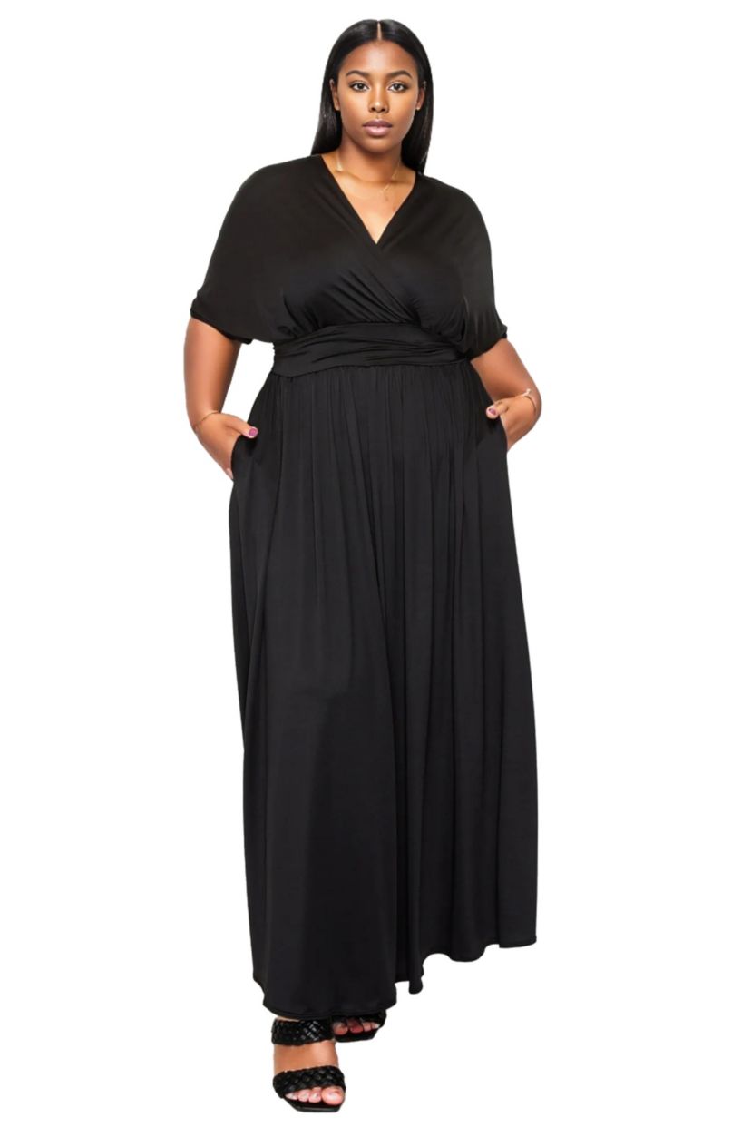Plus Size Raffi Pocket Empire Waist Maxi Dress