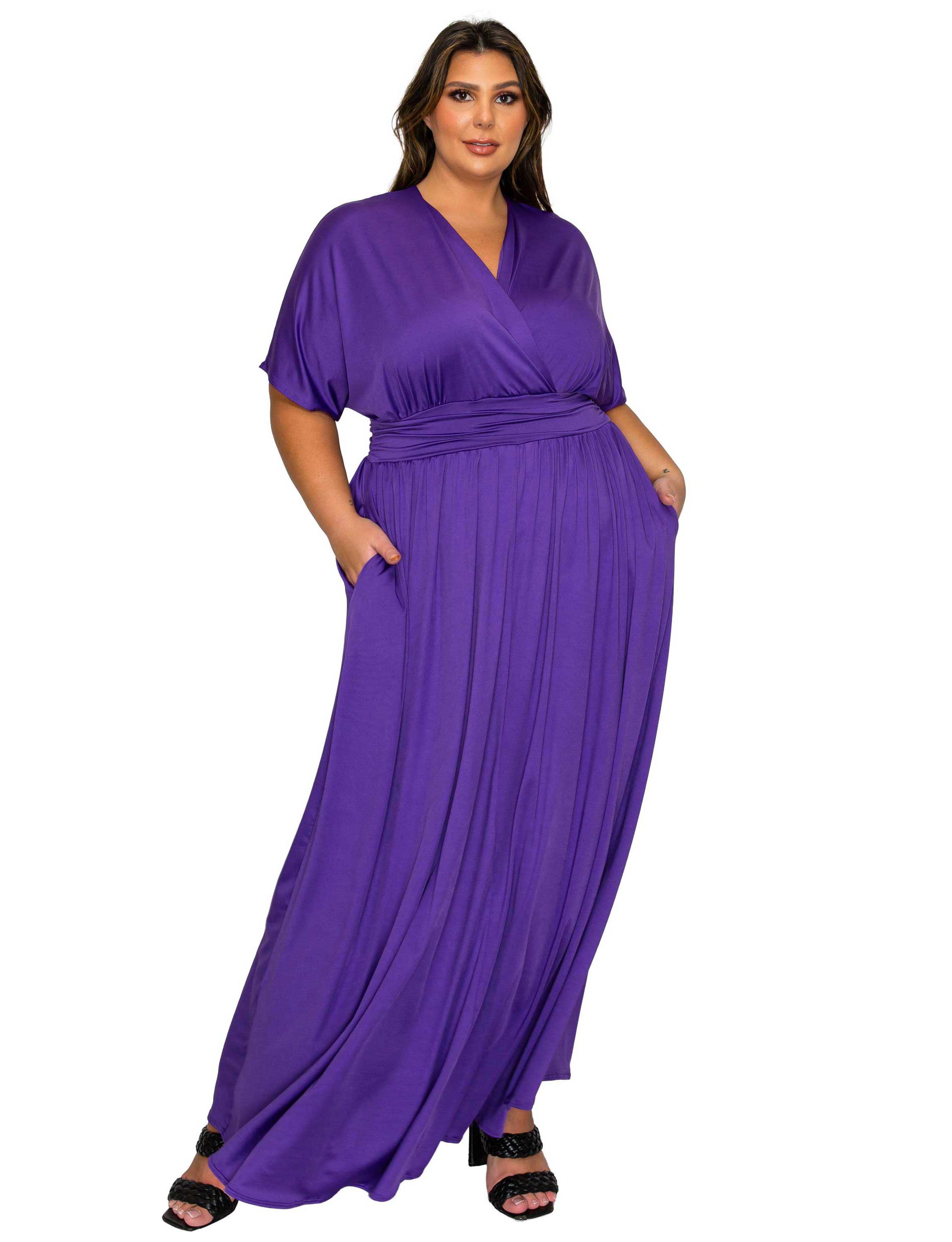 belk purple dresses Standards and Practices Plus Size Women's Deep Purple Pintuck Cuffed Short  Sleeve Maxi Dress