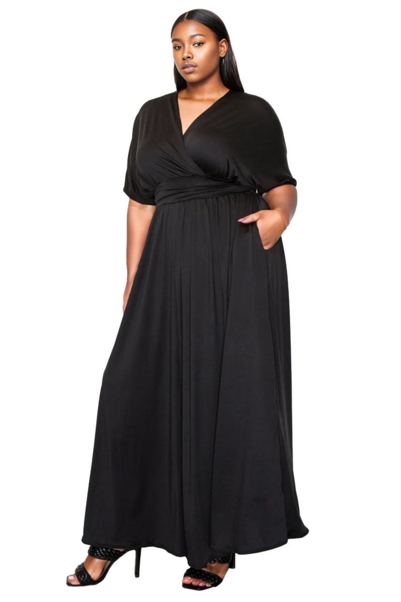 Plus Size Raffi Pocket Empire Waist Maxi Dress