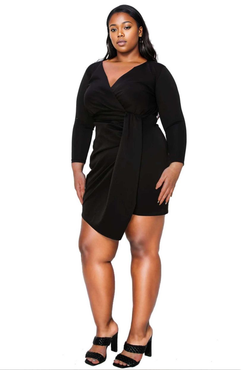 Plus Size Raven Faux Wrap Bodycon Dress