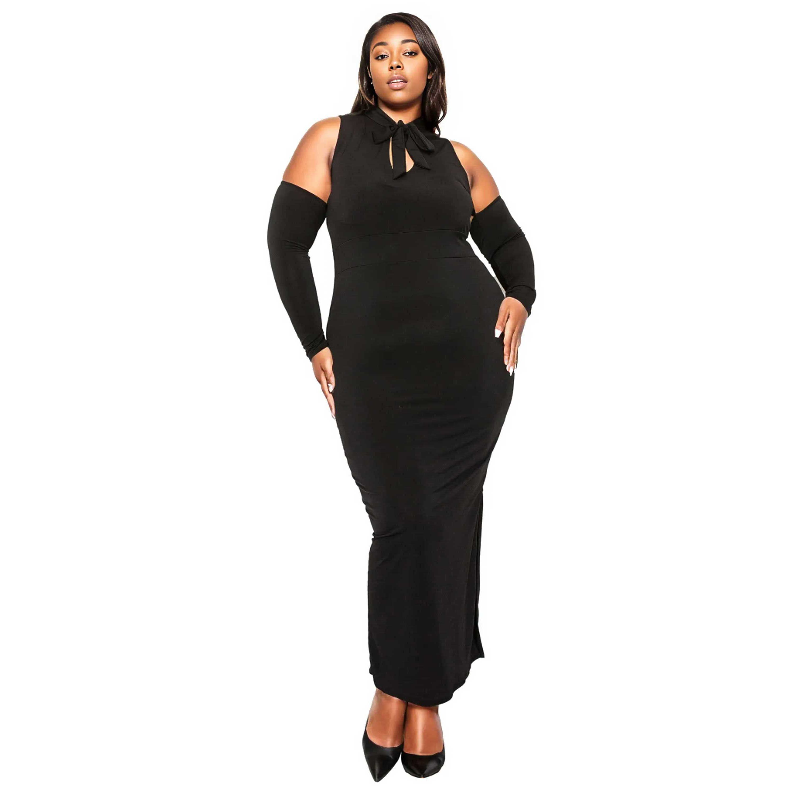 Plus Size Femmefatale Ribbon Collar Dress