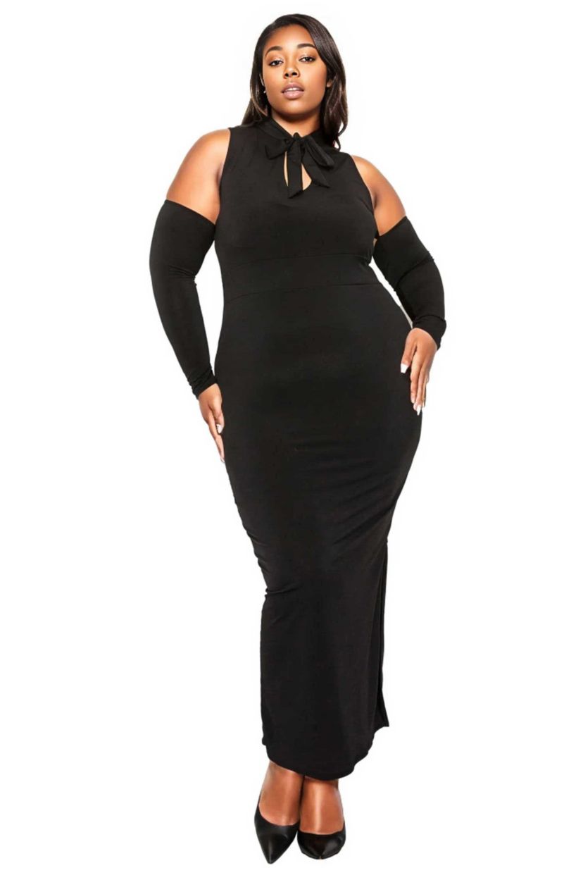 Plus Size Femmefatale Ribbon Collar Dress