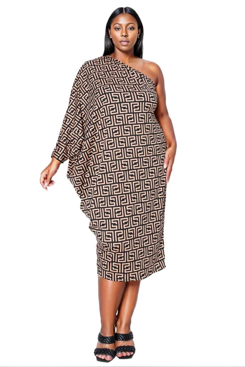 Plus Size Persephone Asymmetrical Midi Dress