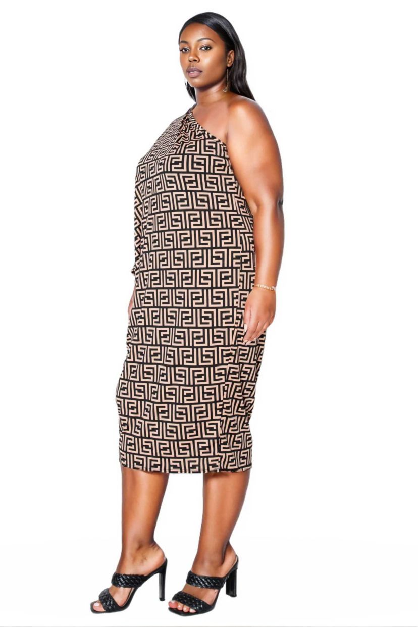 Plus Size Persephone Asymmetrical Midi Dress