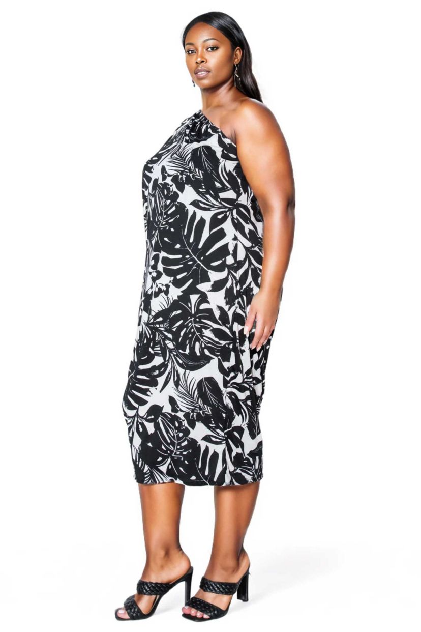 Plus Size Selina One Shoulder Midi Dress