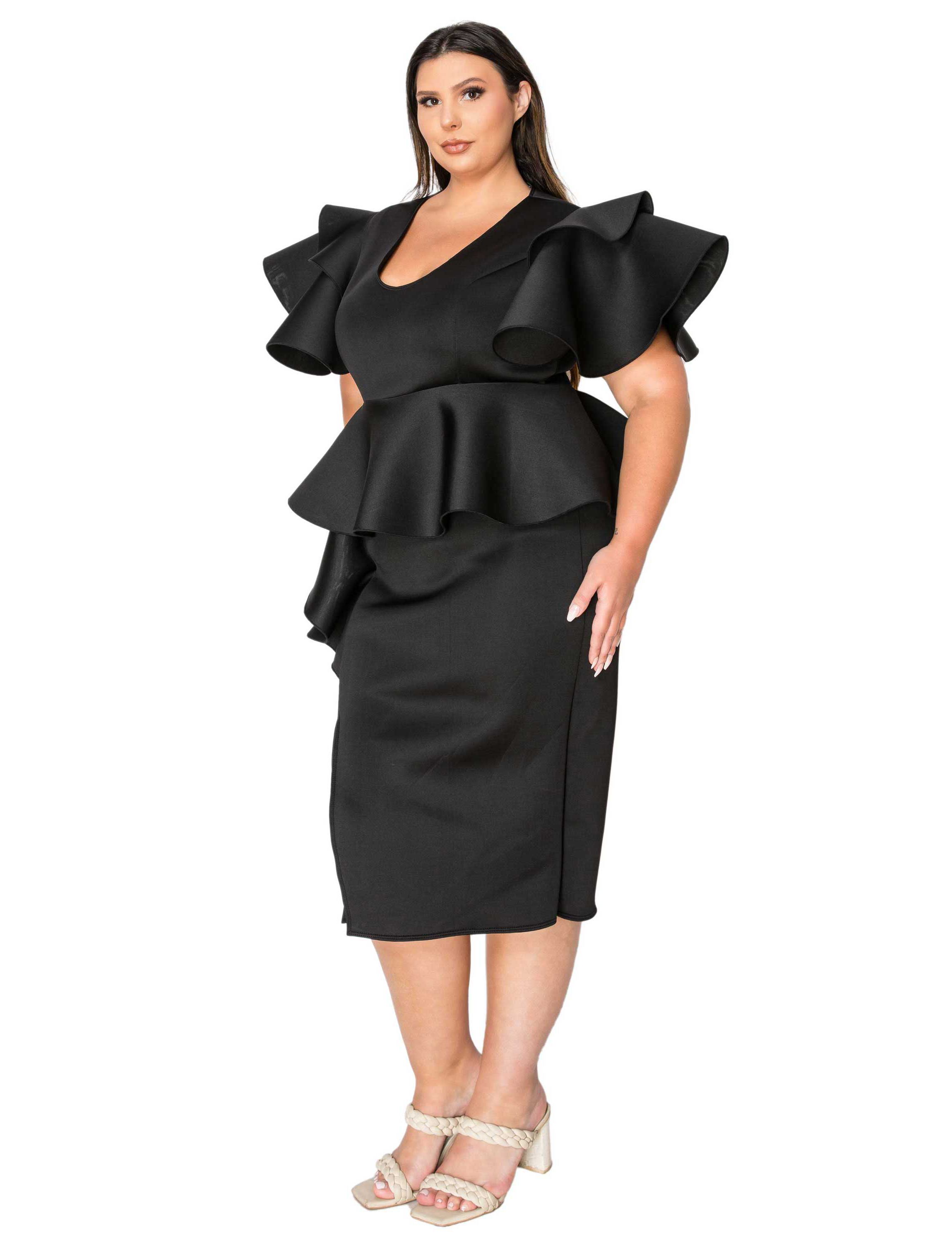 Plus Size Kira Neoprene Peplum Dress