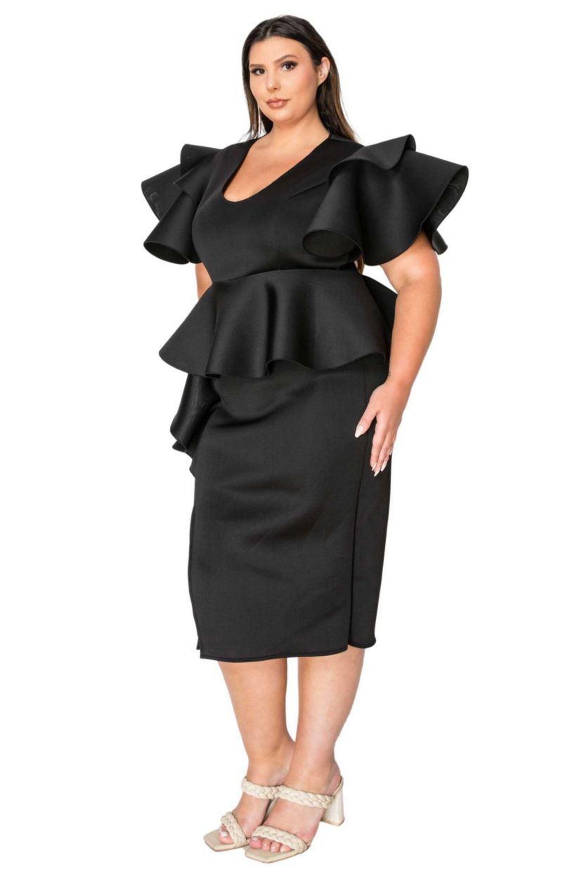 Plus Size Kira Neoprene Peplum Dress