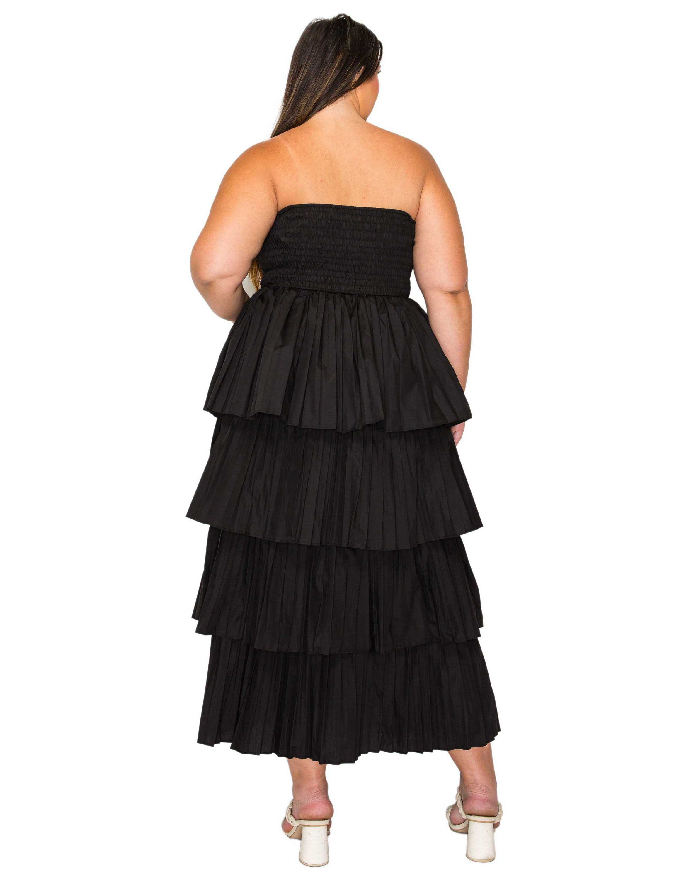 Plus Size Eleni Strapless Pleated Tiered Dress