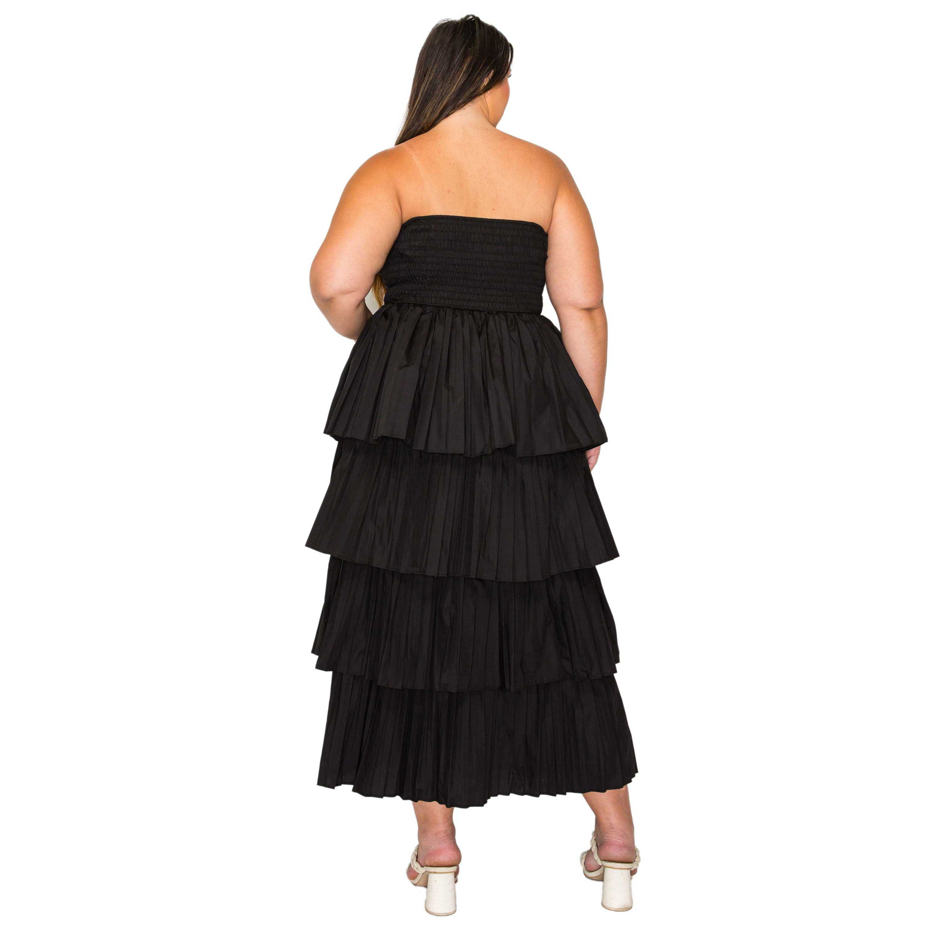 Plus Size Eleni Strapless Pleated Tiered Dress