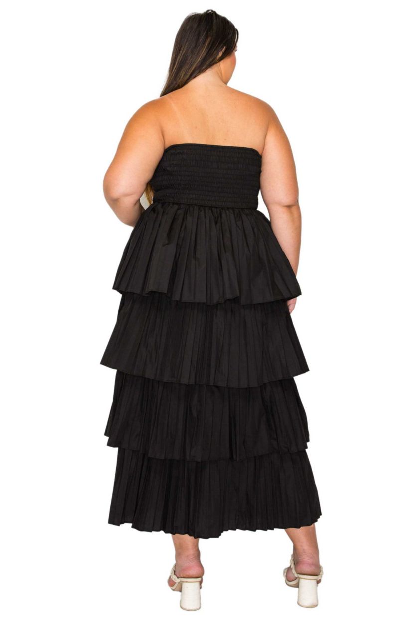 Plus Size Eleni Strapless Pleated Tiered Dress