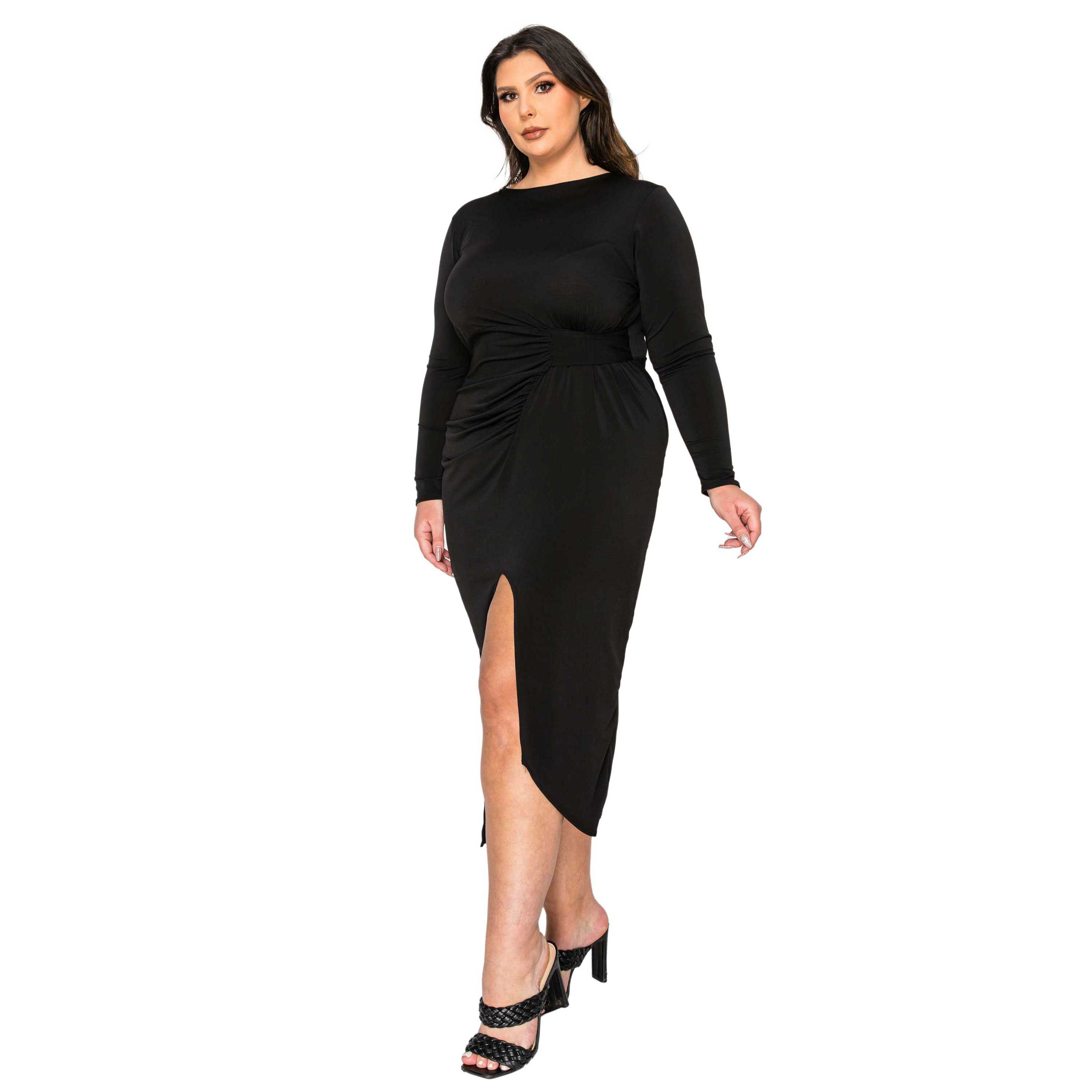 Plus Size Estelle Ruched Bodycon Midi Dress