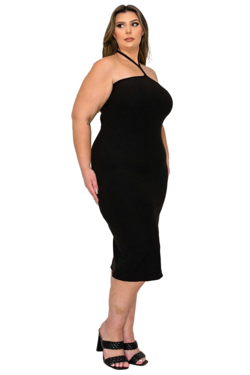 Plus Size Sienna Tie Neck Rib Dress