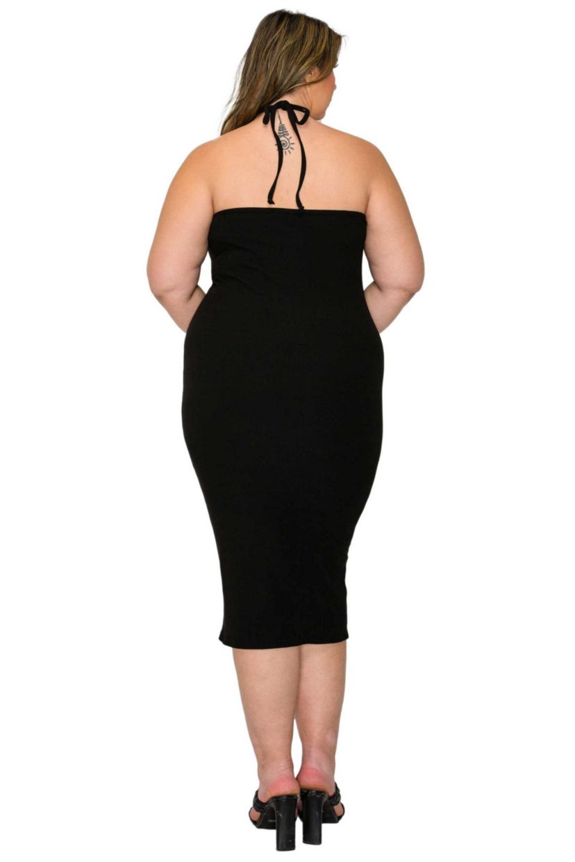 Plus Size Sienna Tie Neck Rib Dress