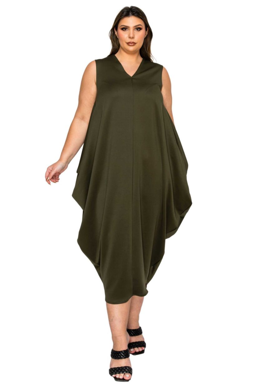 Plus Size Clover Sleeveless Bubble Hem Dress