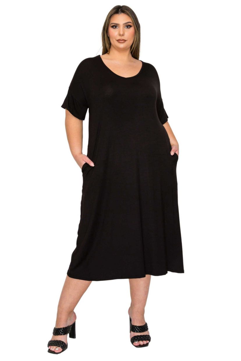 Plus Size Olivia Pocket Midi Dress