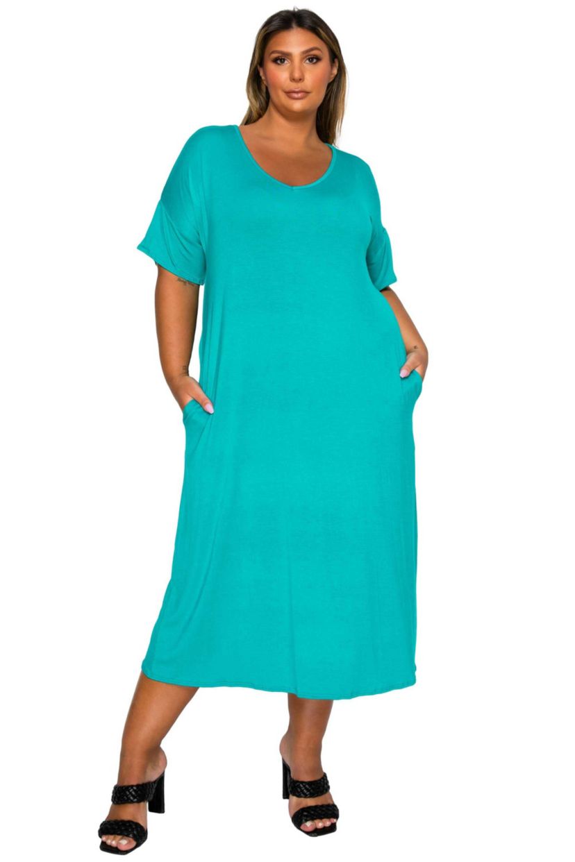 L I V D Women's Plus Size Olivia Pocket Midi Dress - Jade