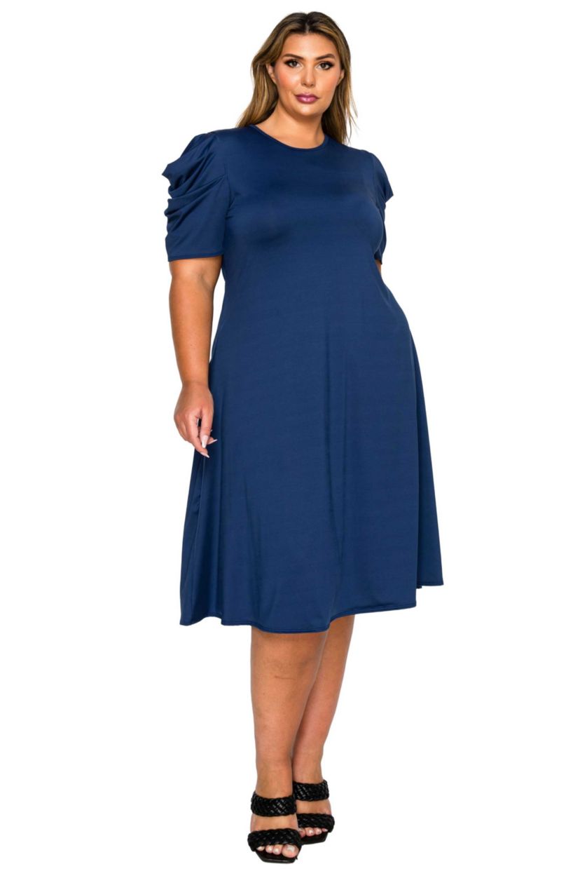 green emerald velvet dress Adrianna Papell Women's V-Neck Midi Dress - Blue/Black/Multi