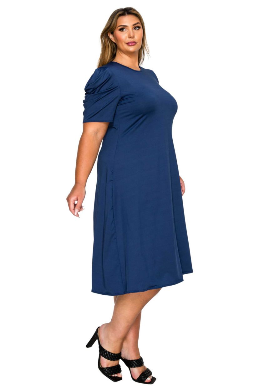 green emerald velvet dress Plus Size Fit-N-Flare Tonal Stitch Knit Dress main image 0