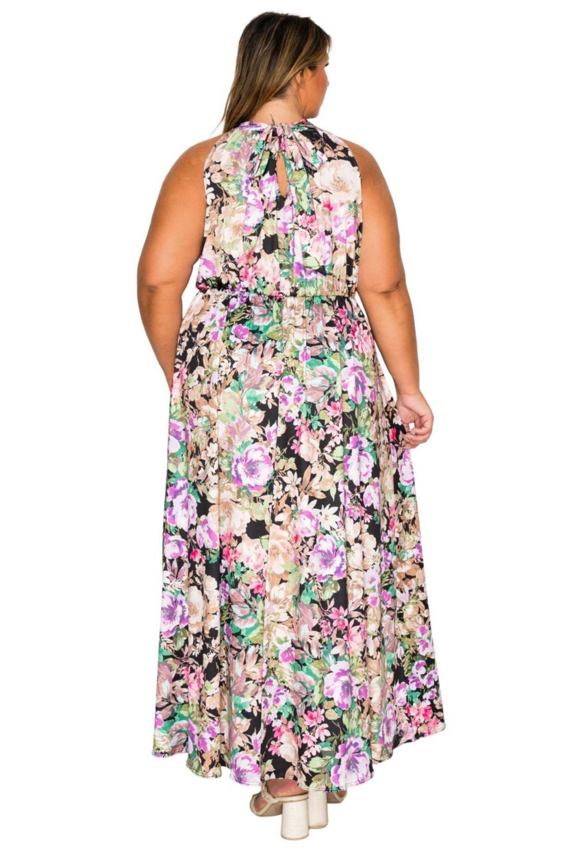 Plus Size Bryony Floral Halter Neck Dress
