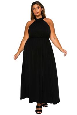 L I V D Women’s Plus Size Cassia Halter Neck Dress