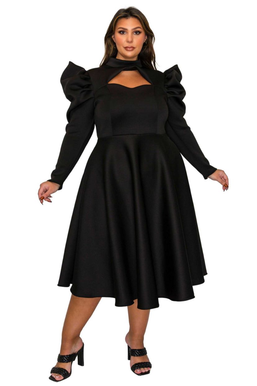 belk plus size black dresses L I V D Plus Size Isabella Neoprene Statement Dress