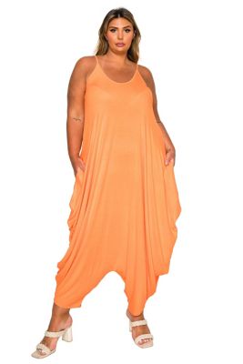 L I V D Women's Plus Size Quinn Pocket Jumpsuit, Orange, 3X