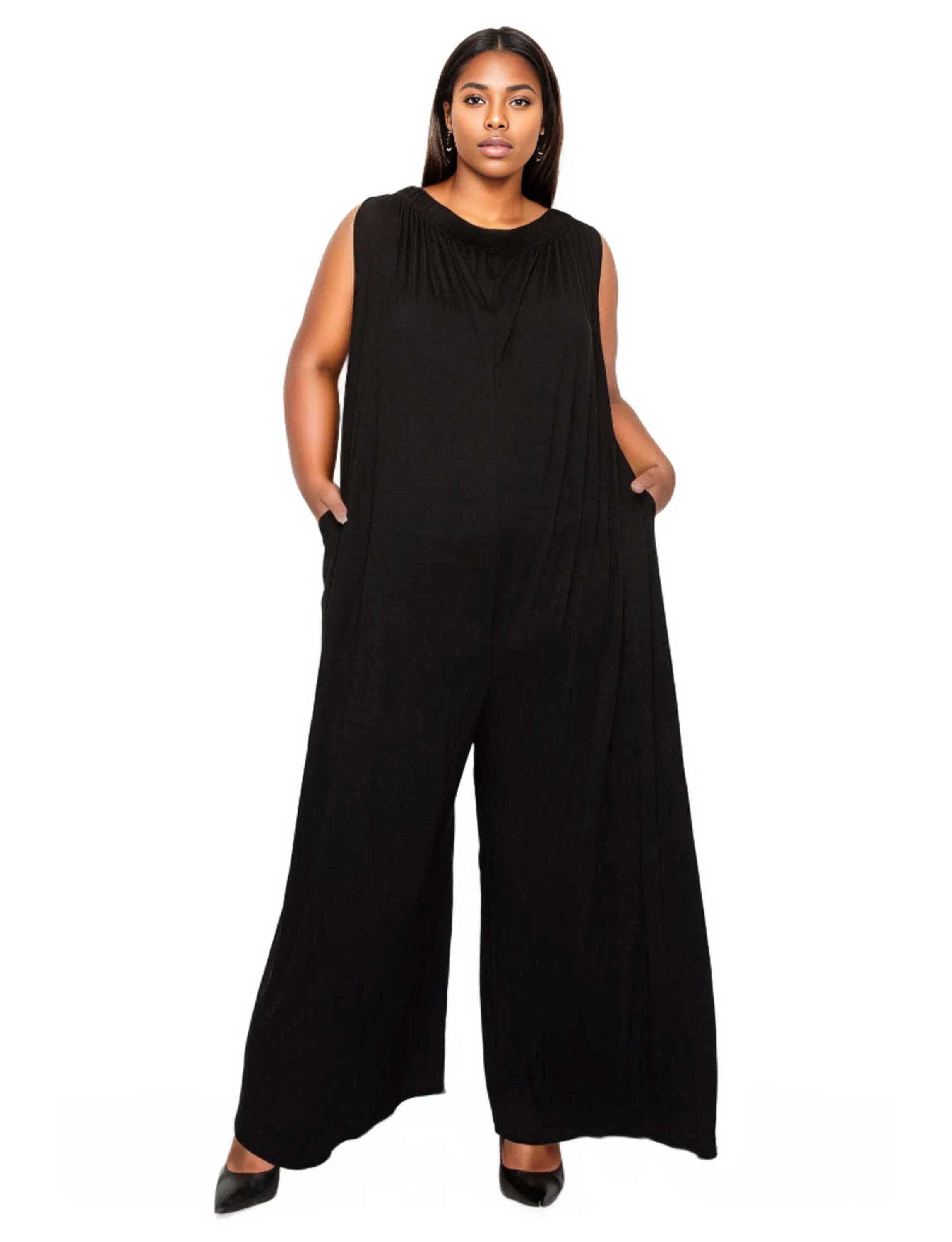 Plus Size Off Shoulder Full Length Jumpsuit