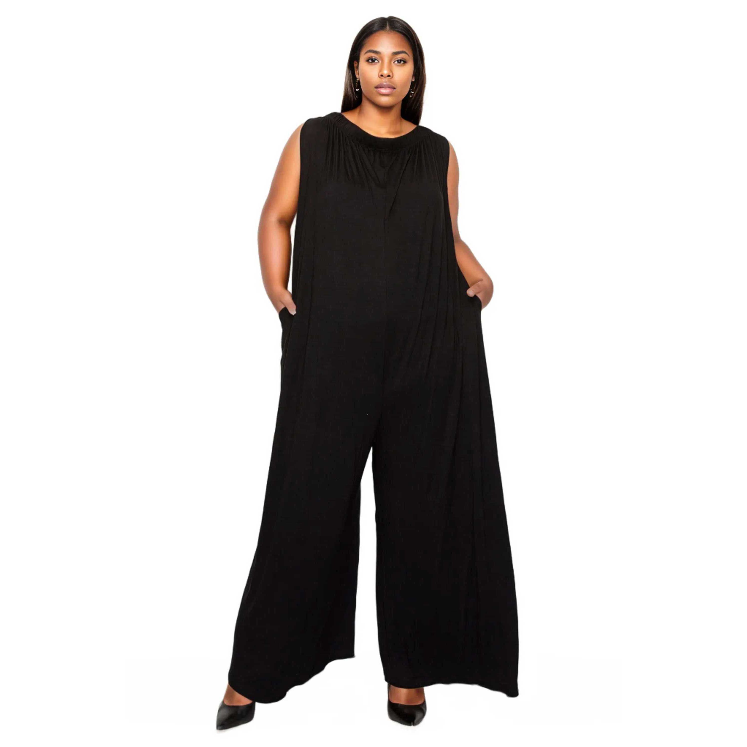 Plus Size Off Shoulder Full Length Jumpsuit