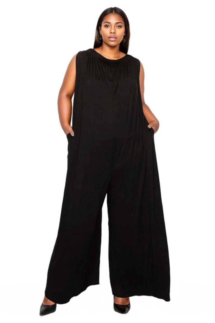 Plus Size Off Shoulder Full Length Jumpsuit