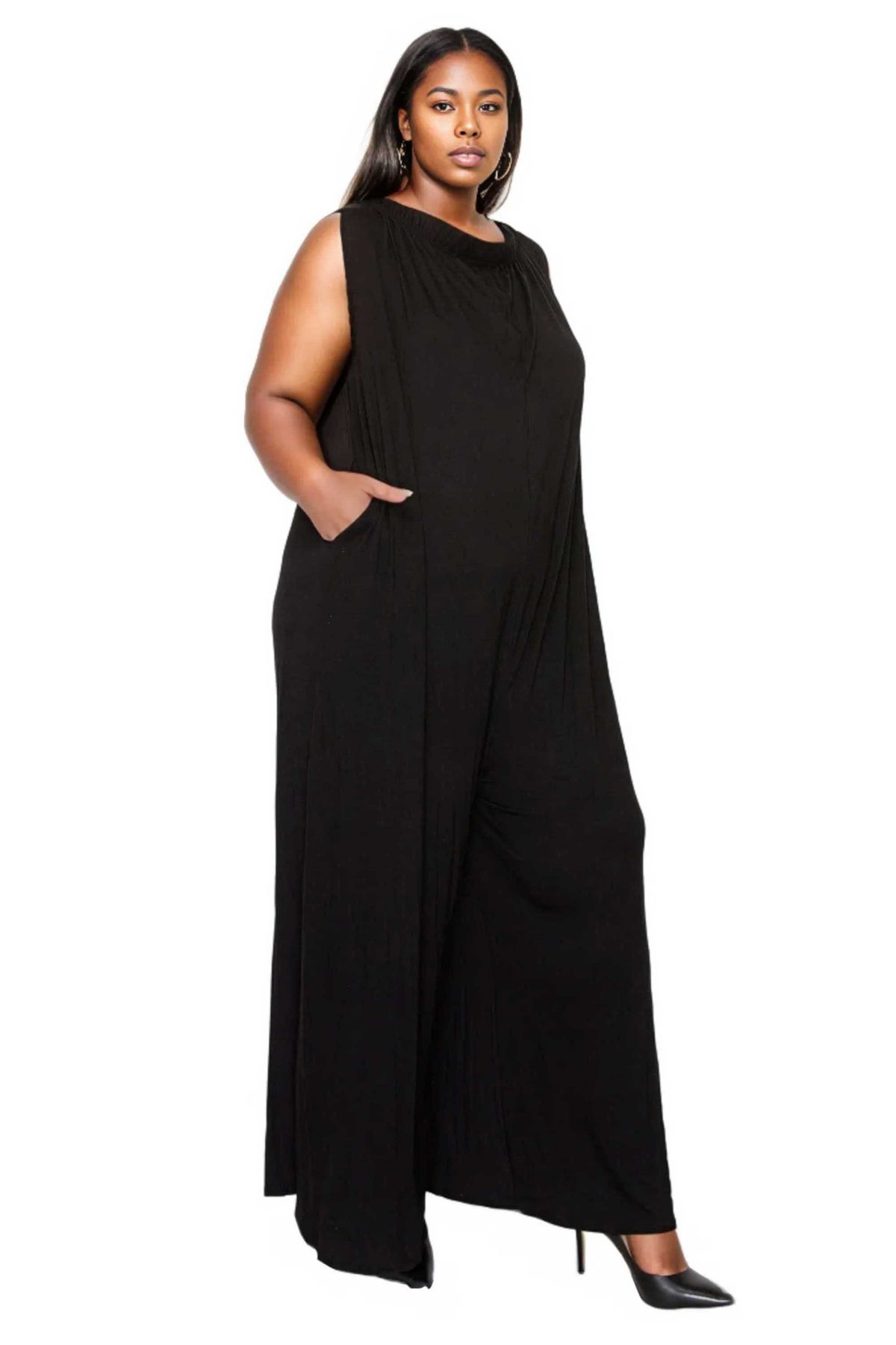 Plus Size Off Shoulder Full Length Jumpsuit