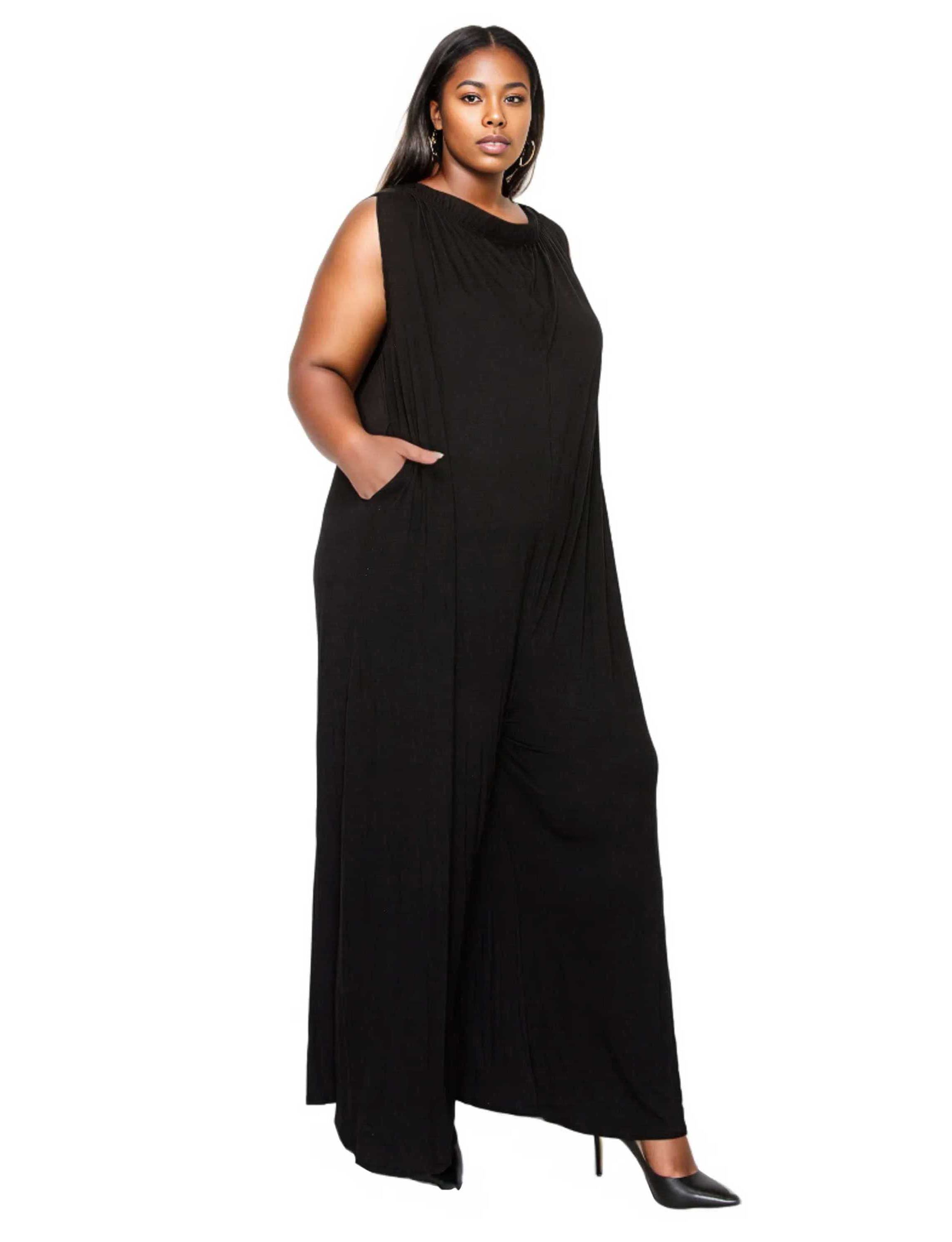 Plus Size Off Shoulder Full Length Jumpsuit