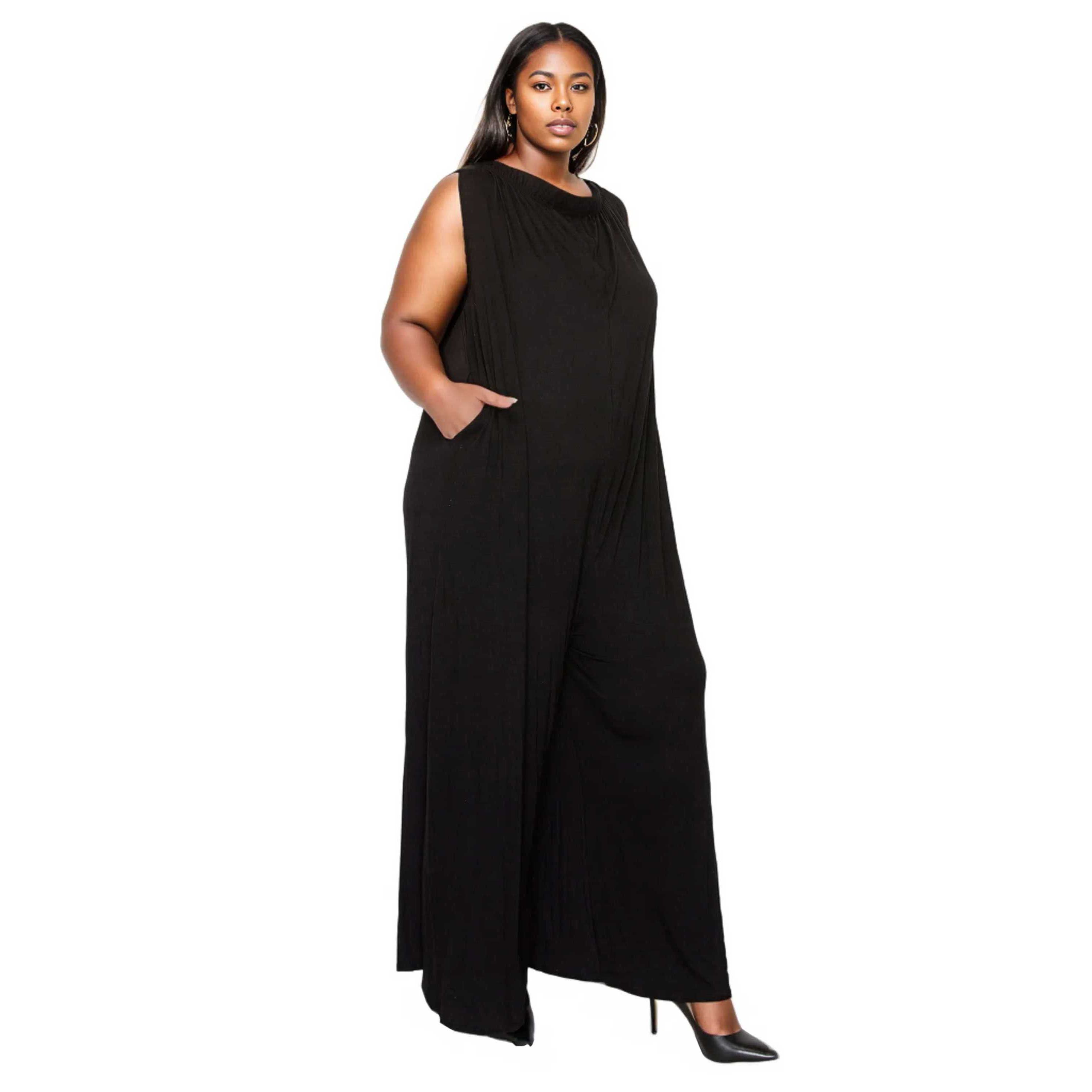 Plus Size Off Shoulder Full Length Jumpsuit