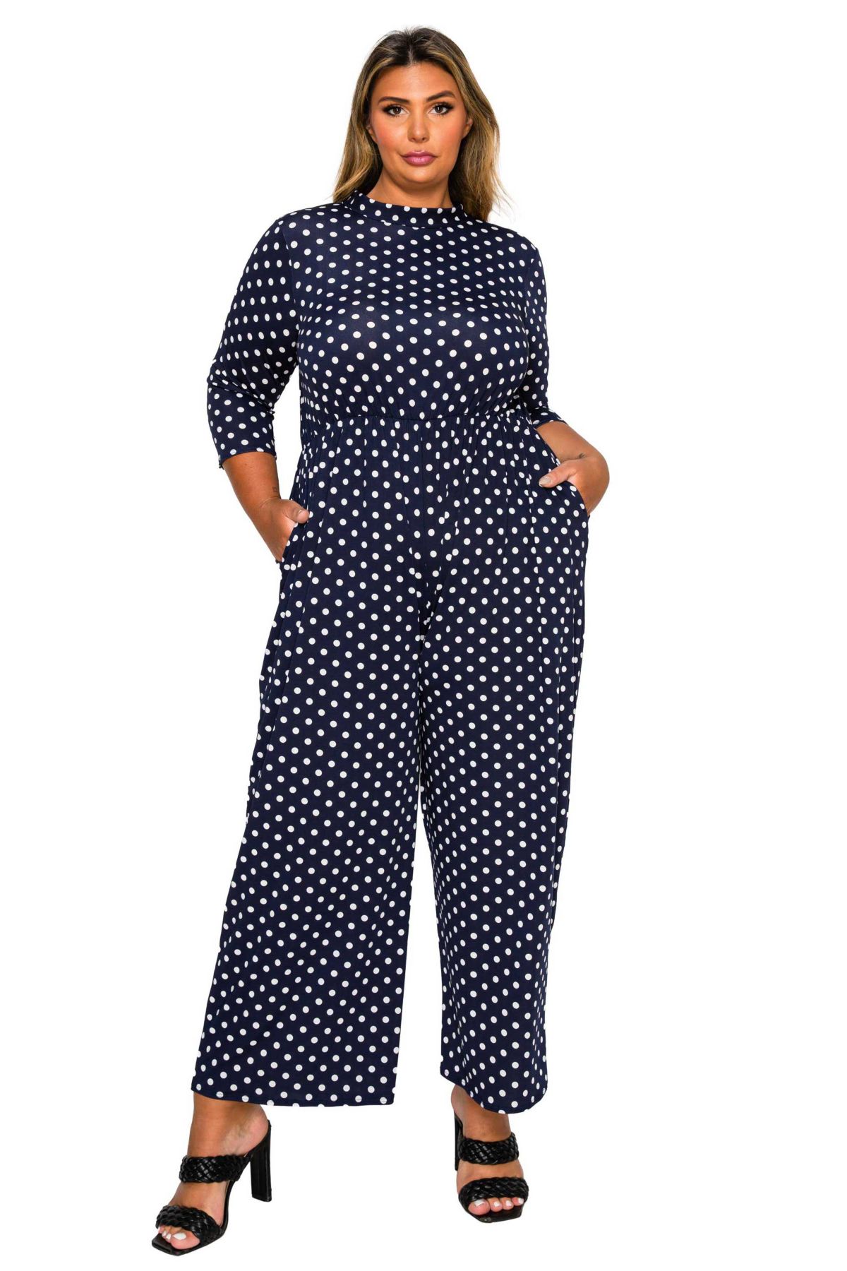 Plus Size Lunette Dot Wide Leg Jumpsuit