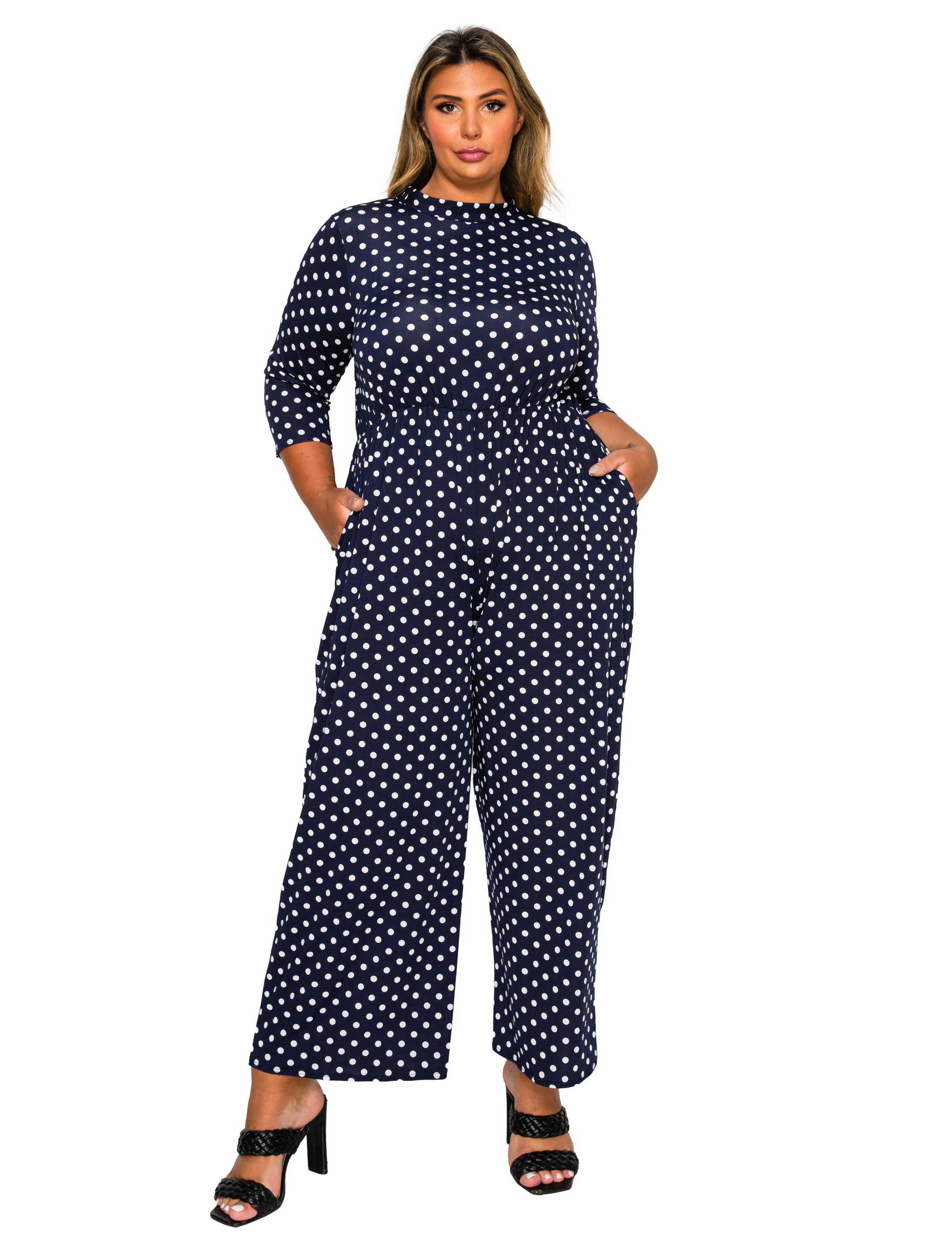 Plus Size Lunette Dot Wide Leg Jumpsuit