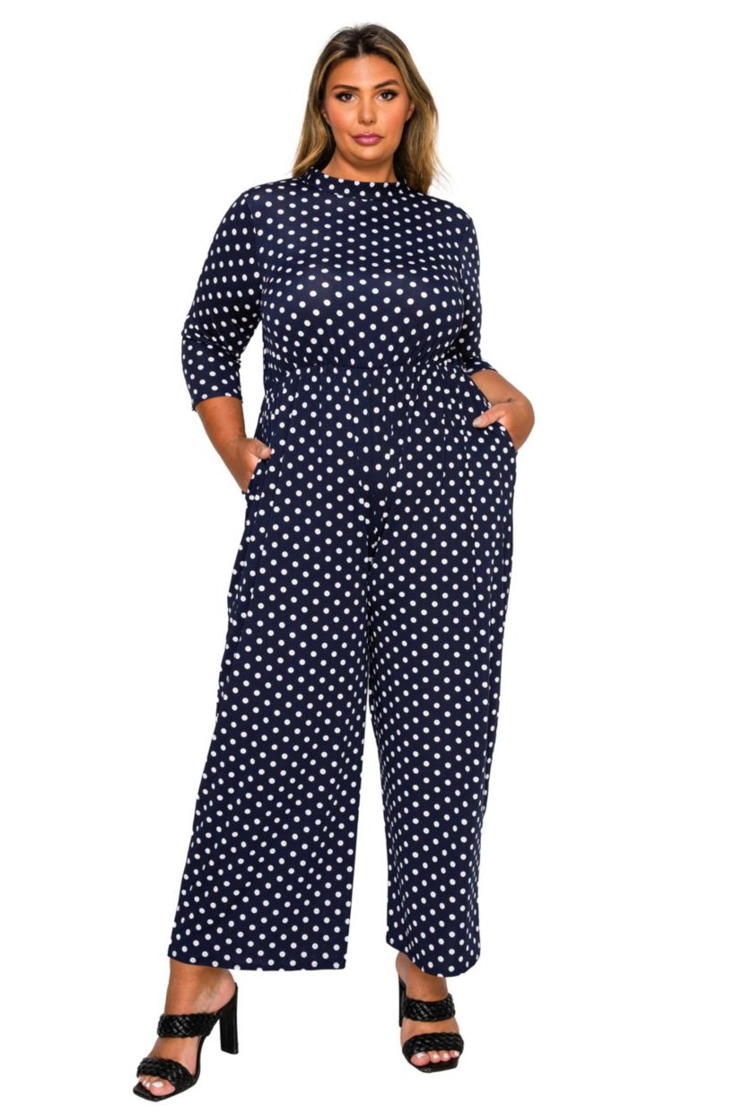 Plus Size Lunette Dot Wide Leg Jumpsuit