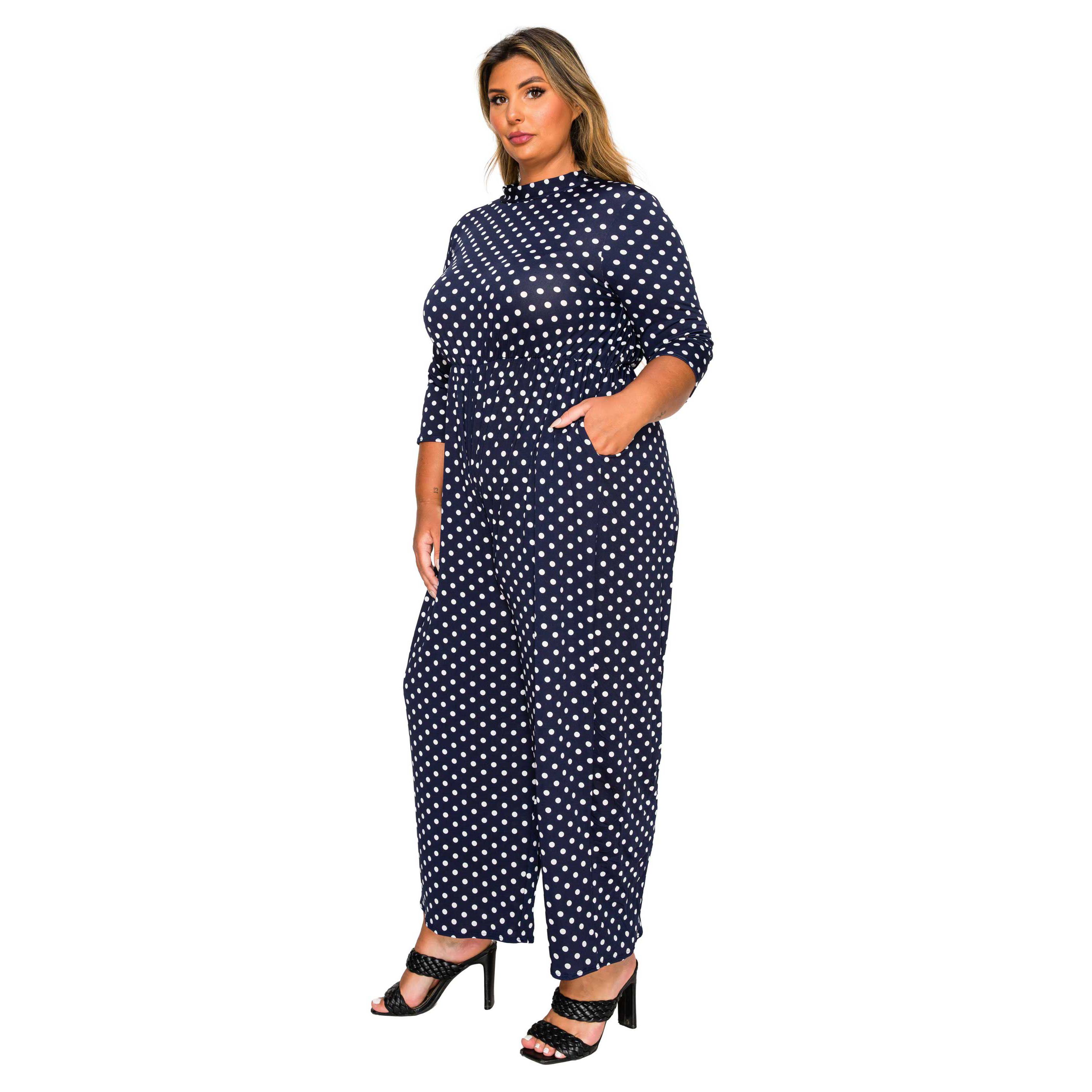 Plus Size Lunette Dot Wide Leg Jumpsuit