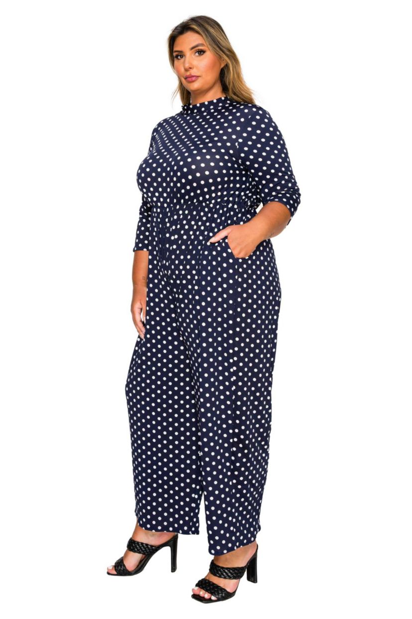 Plus Size Lunette Dot Wide Leg Jumpsuit