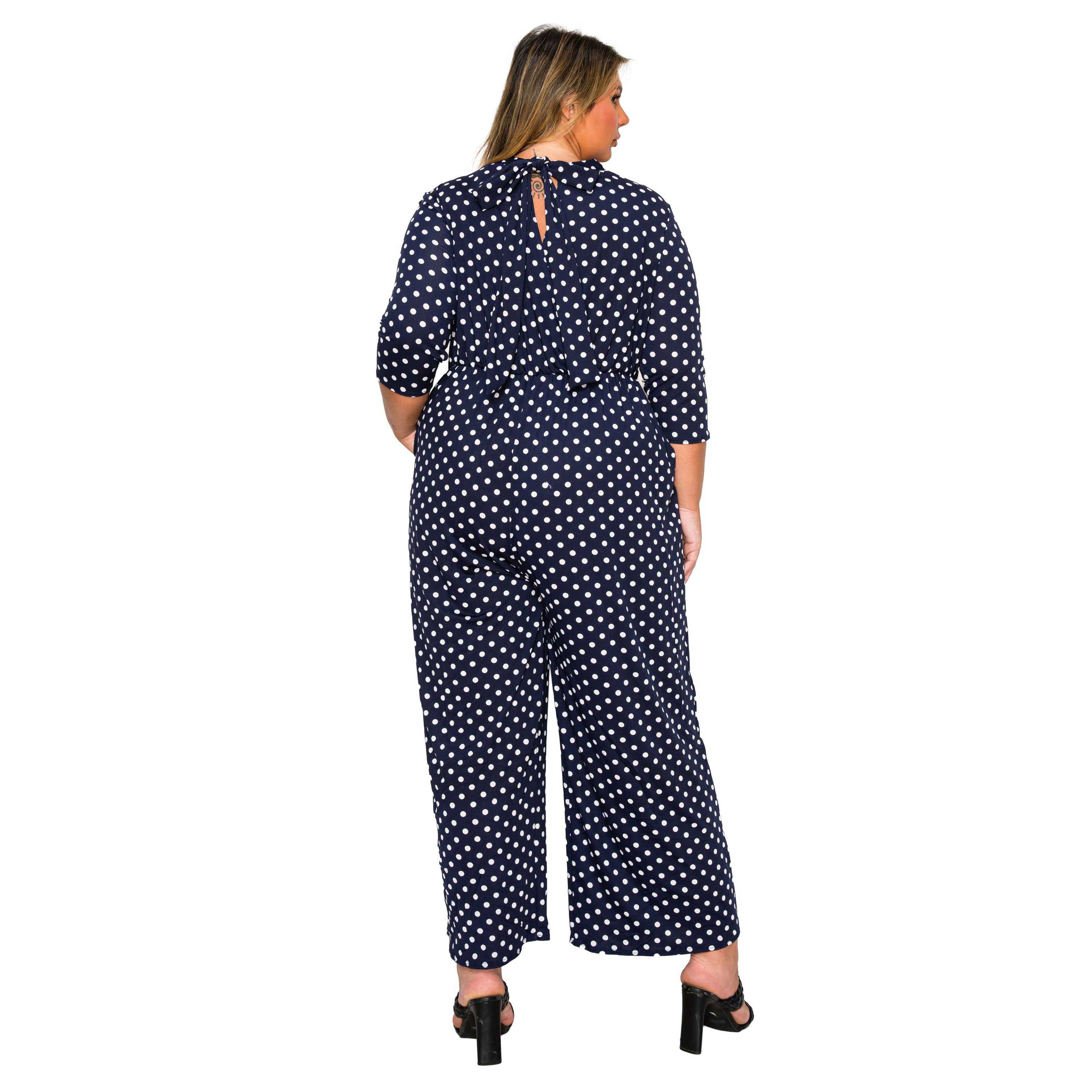 Plus Size Lunette Dot Wide Leg Jumpsuit