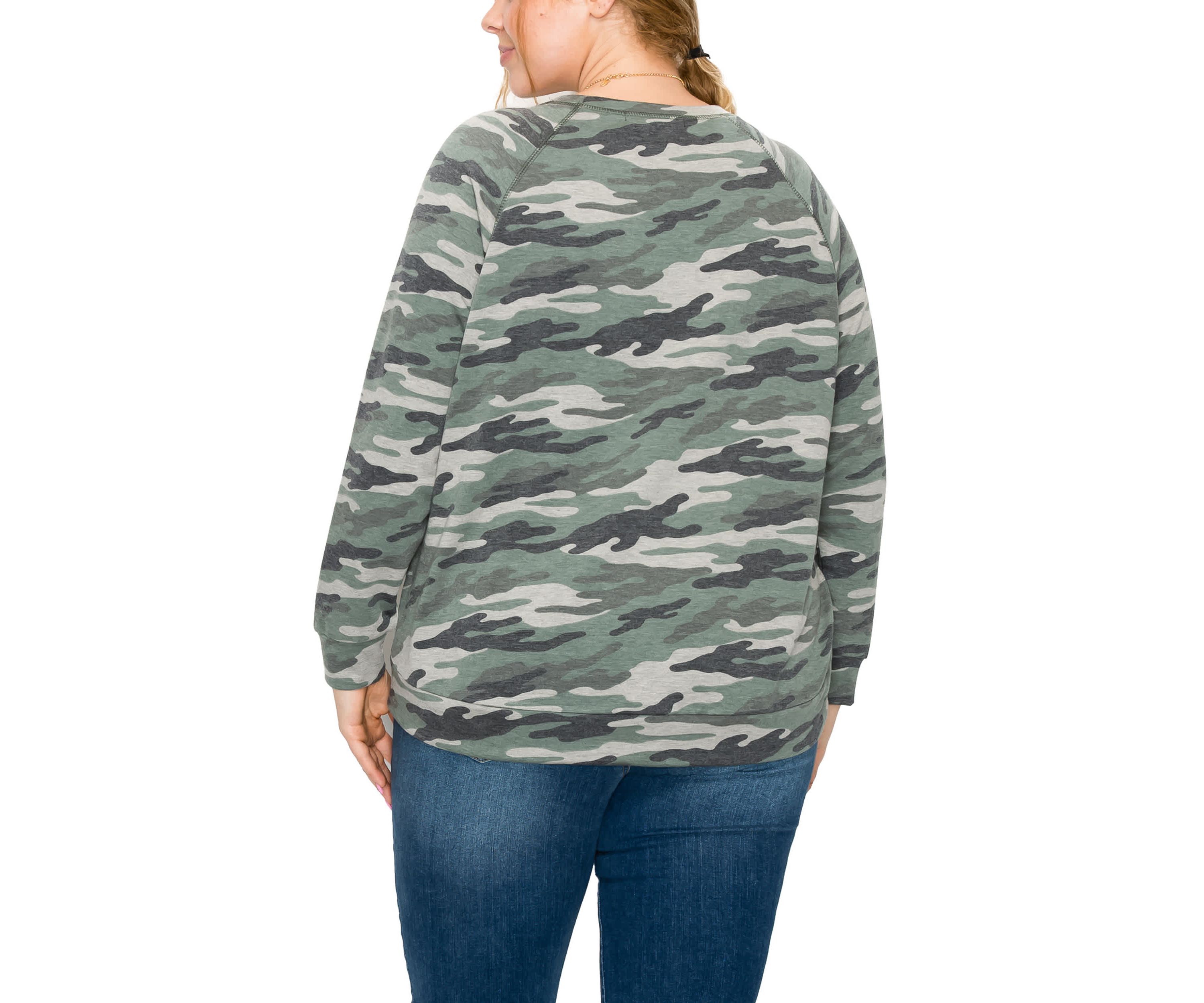 Camo Print French Terry Raglan Sweatshirt