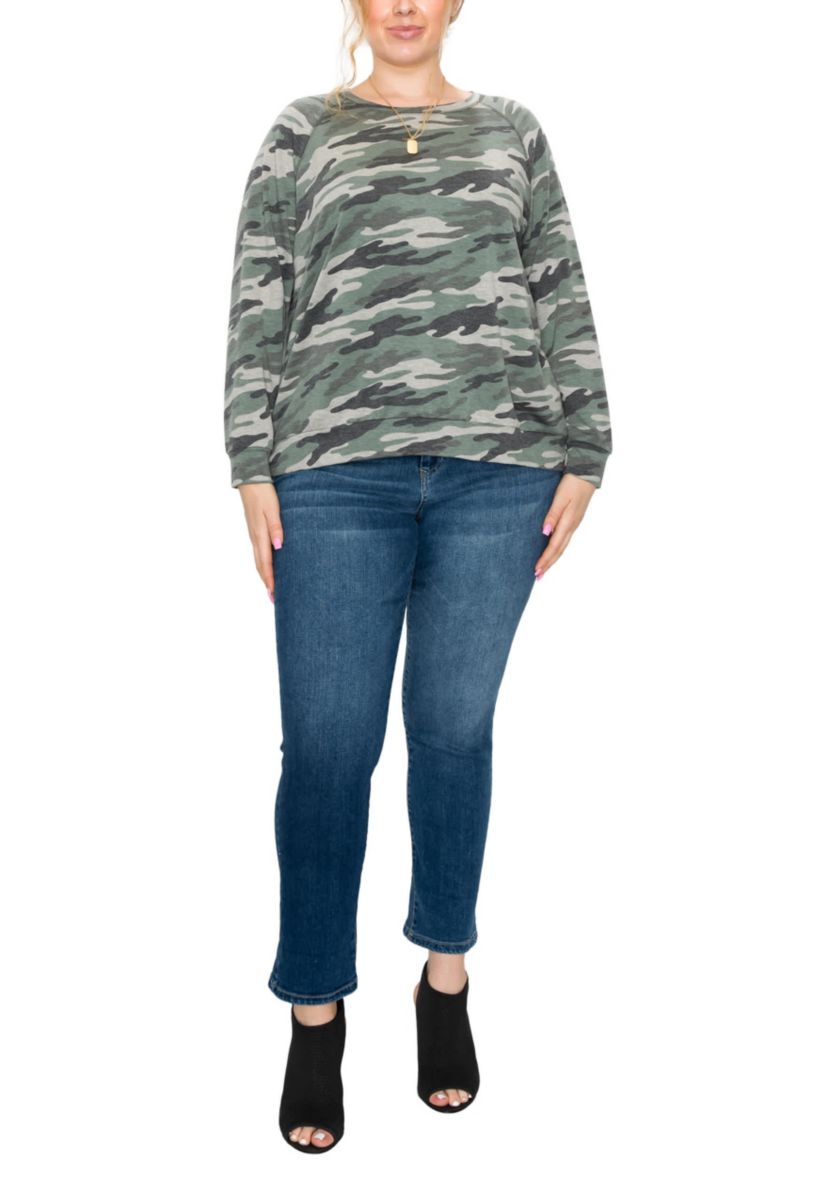 Camo Print French Terry Raglan Sweatshirt