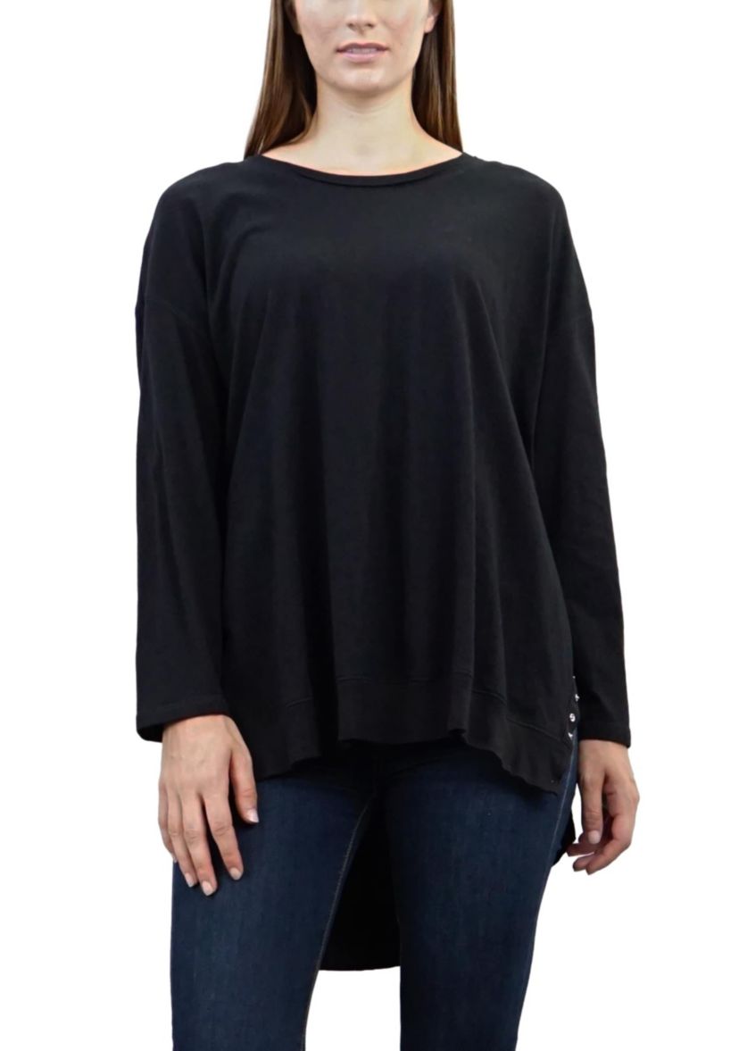 Heavy Cotton Jersey Side Snap Button Pullover