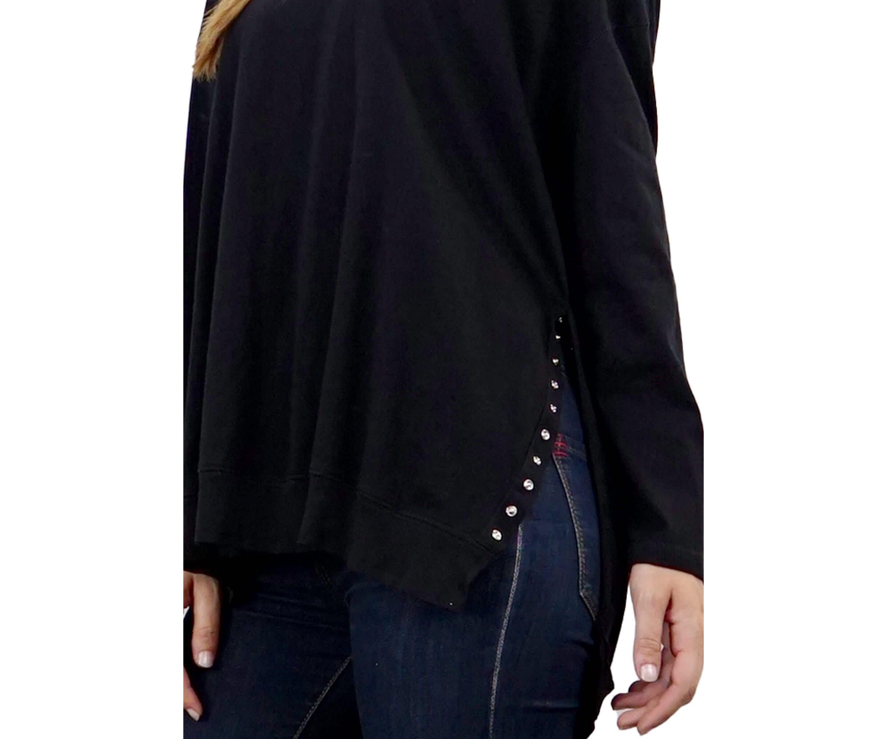 Heavy Cotton Jersey Side Snap Button Pullover