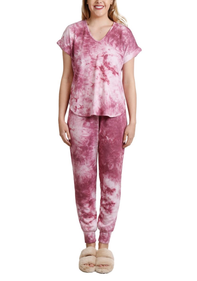 Tie Dye French Terry V Neck Rolled Sleeve