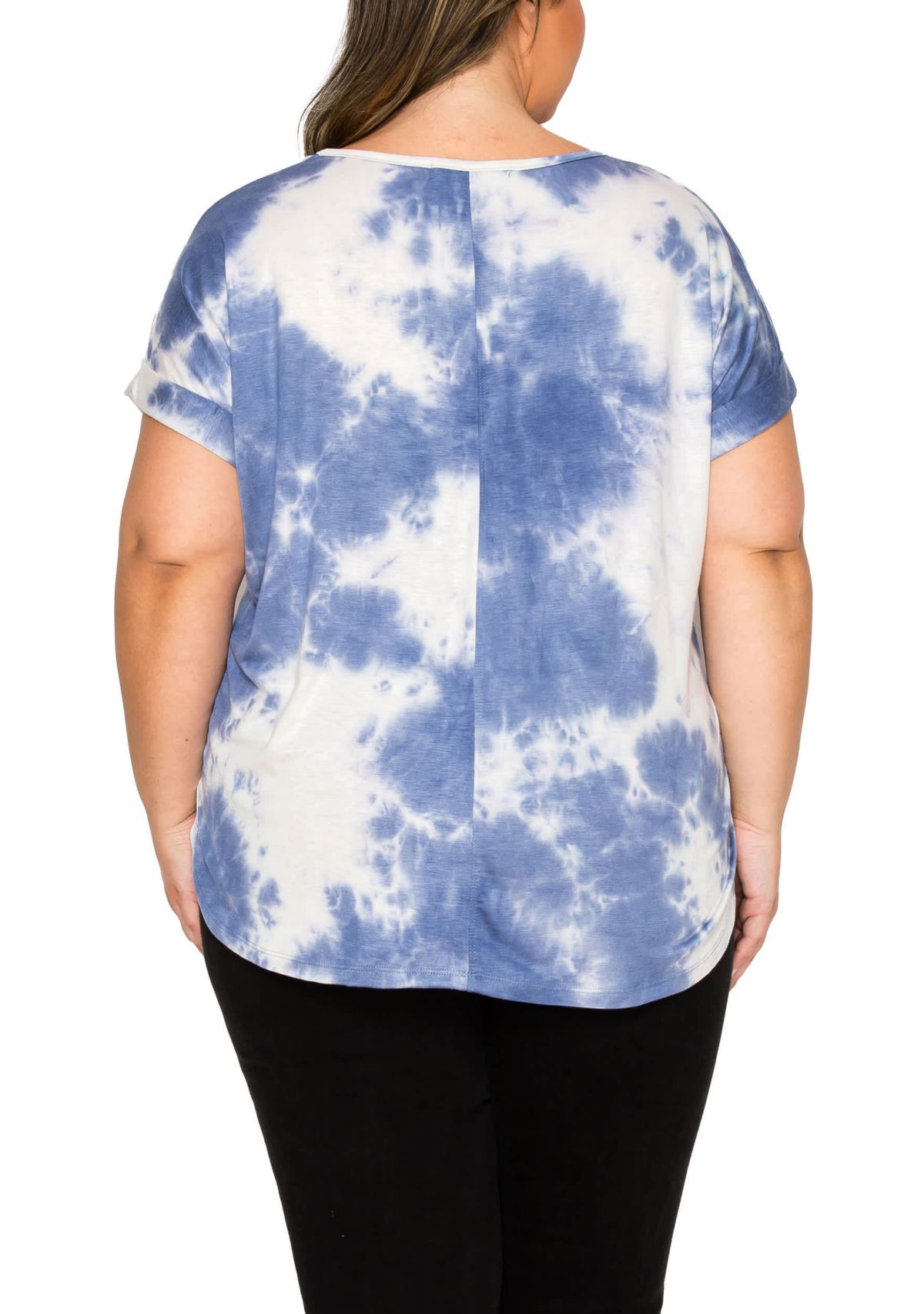 Hand Tie Dye V Neck Rolled Sleeve